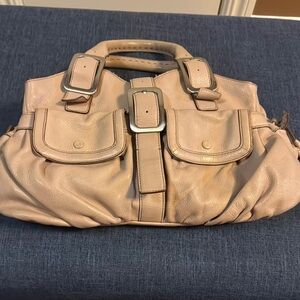 Cole Haan Light Pink/Cream Leather Satchel with Double Handles